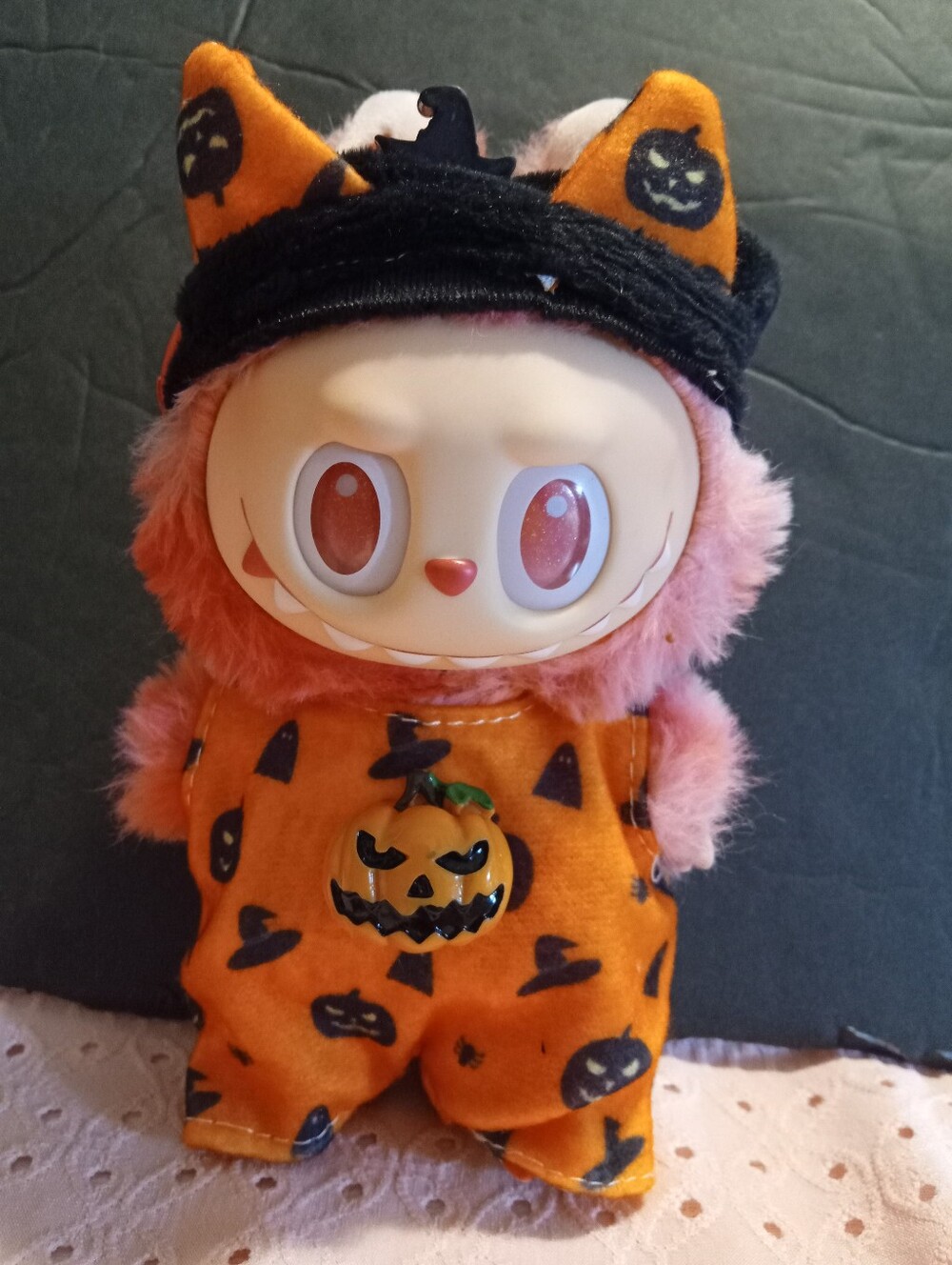 Halloween Doll in Orange Pumpkin Outfit: Fits Ex: Labubu